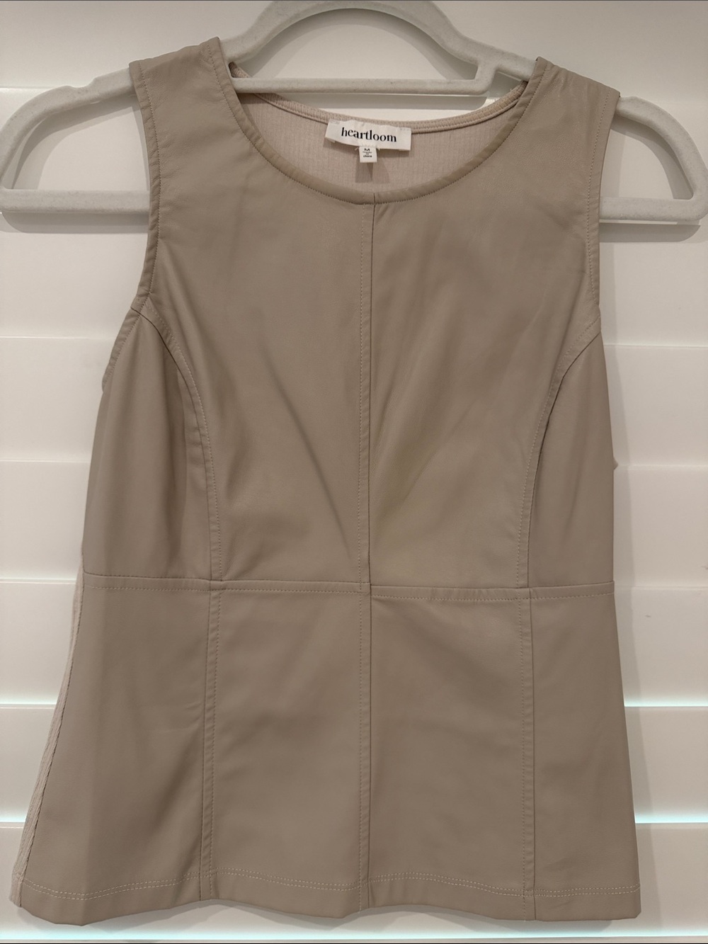 Heartloom Taupe Leather Sleeveless Shell